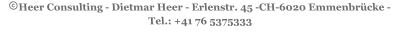 Heer Consulting - Dietmar Heer - Erlenstr. 45 -CH-6020 Emmenbrücke -  Tel.: +41 76 5375333